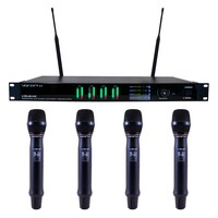 QUAD TRUE-DIVERSITY PROFESSIONAL DIGITAL WIRELESS PLL MICROPHONE SYSTEM WITH FOUR HANDHELD MICROPHON